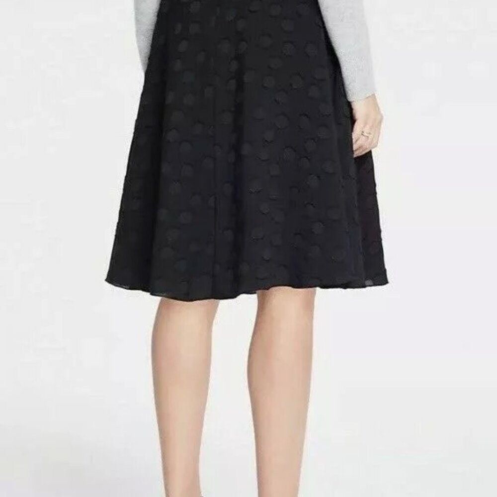 Ann Taylor Black Clip Dot Full Circle Chiffon Skirt Petite ‎ Size 6P - Picture 2 of 11